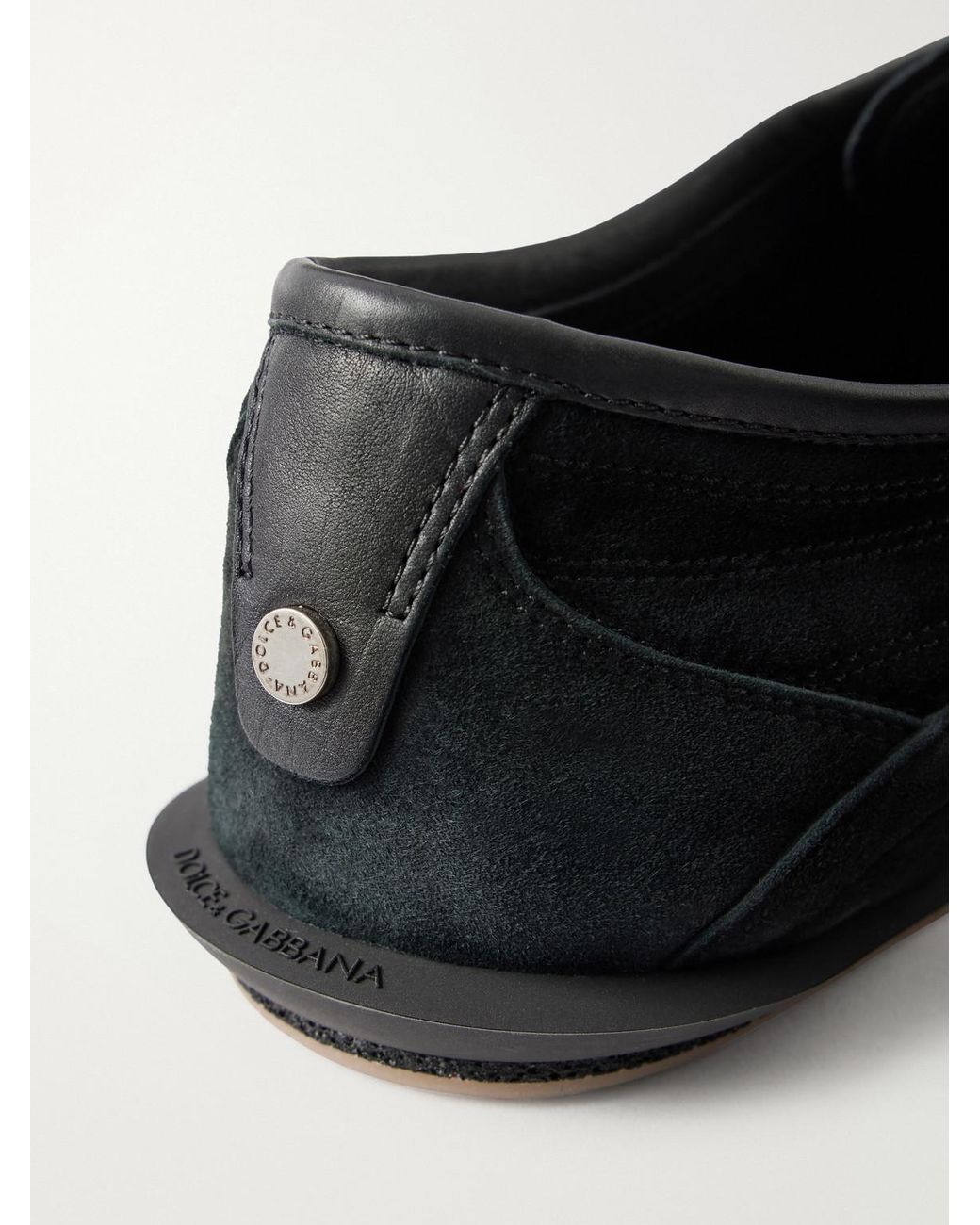 Dolce & Gabbana Black Leather-Trimmed Suede Sneakers for men