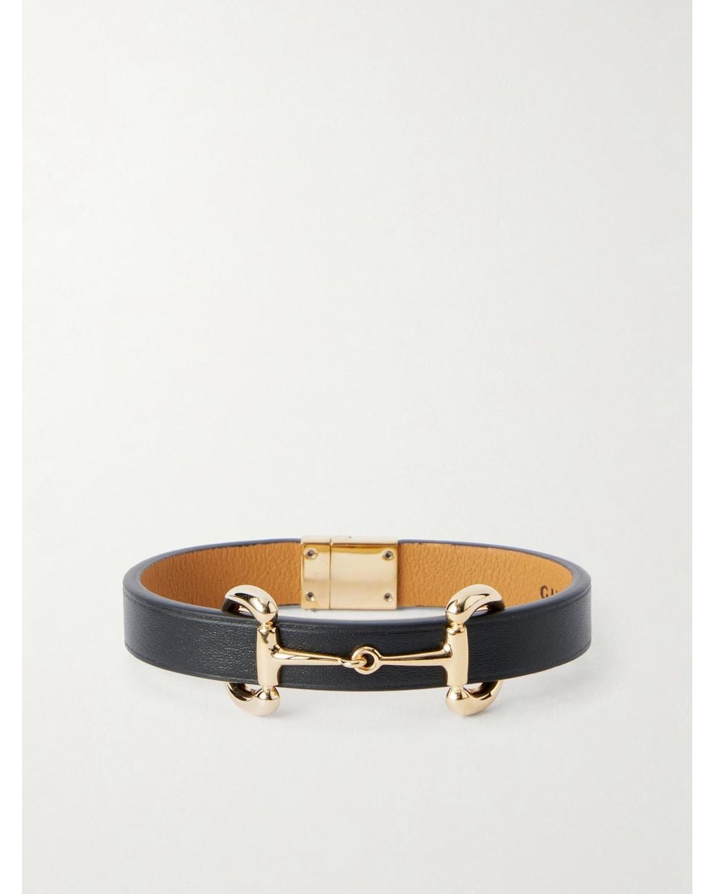 Gucci White Horsebit-Embellished-Tone And Leather Bracelet for men