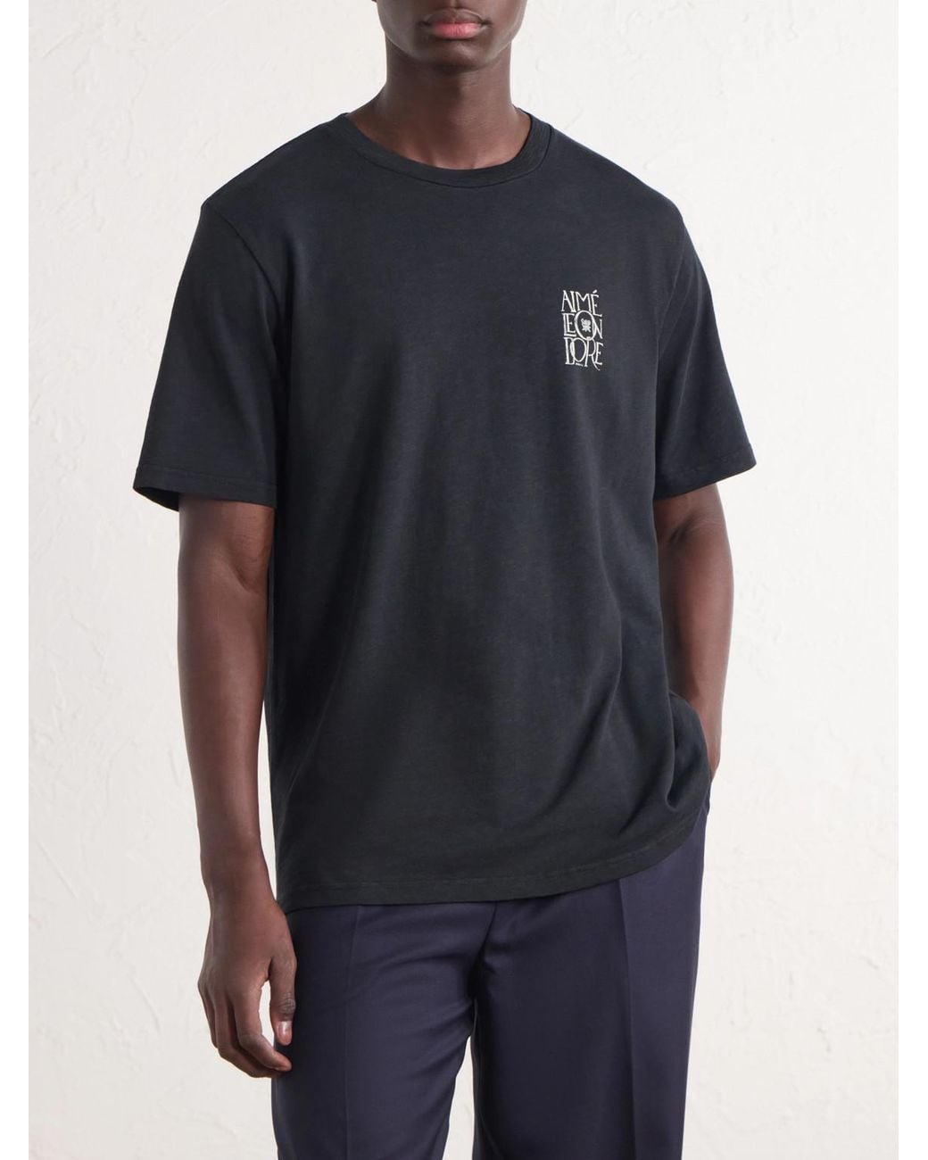 Aimé Leon Dore Black Logo-Print Cotton-Jersey T-Shirt for men