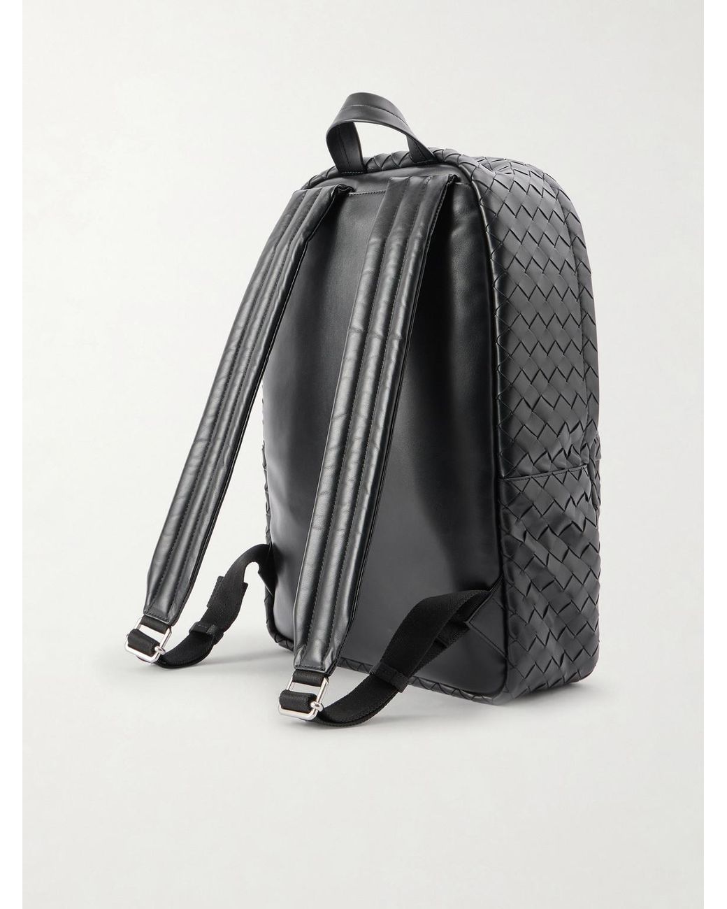 Bottega Veneta Black Intrecciato Leather Backpack for men