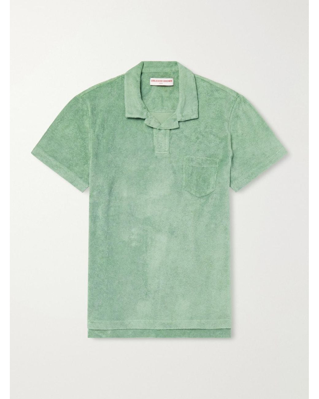 Orlebar Brown Green Terry Cotton-Terry Polo Shirt for men