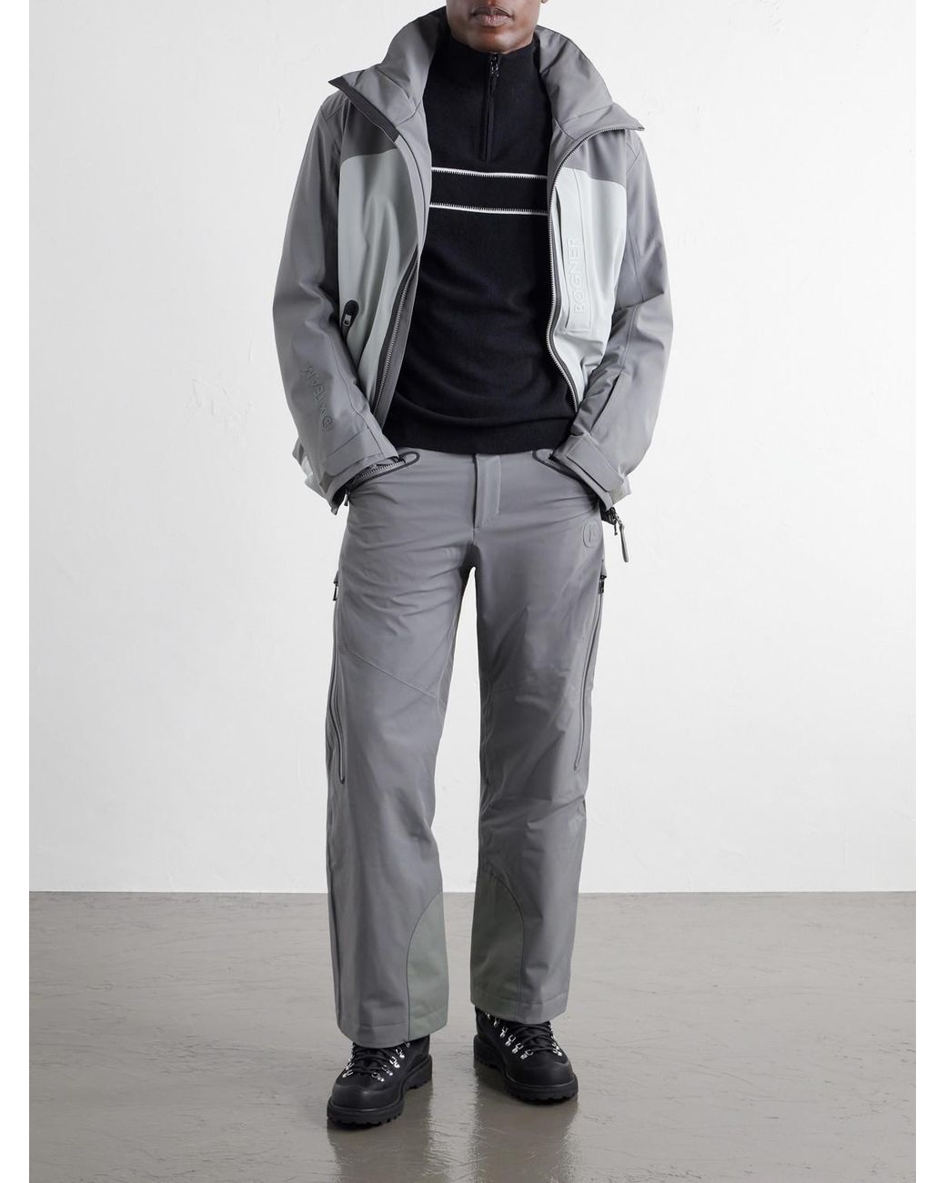Bogner Black Kuno Striped Jacquard-Knit Wool Half-Zip Ski Midlayer for men