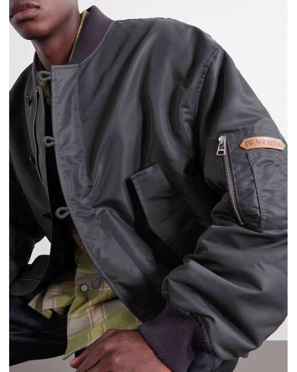 J.W. Anderson Gray Rib-Trimmed Shell Bomber Jacket for men