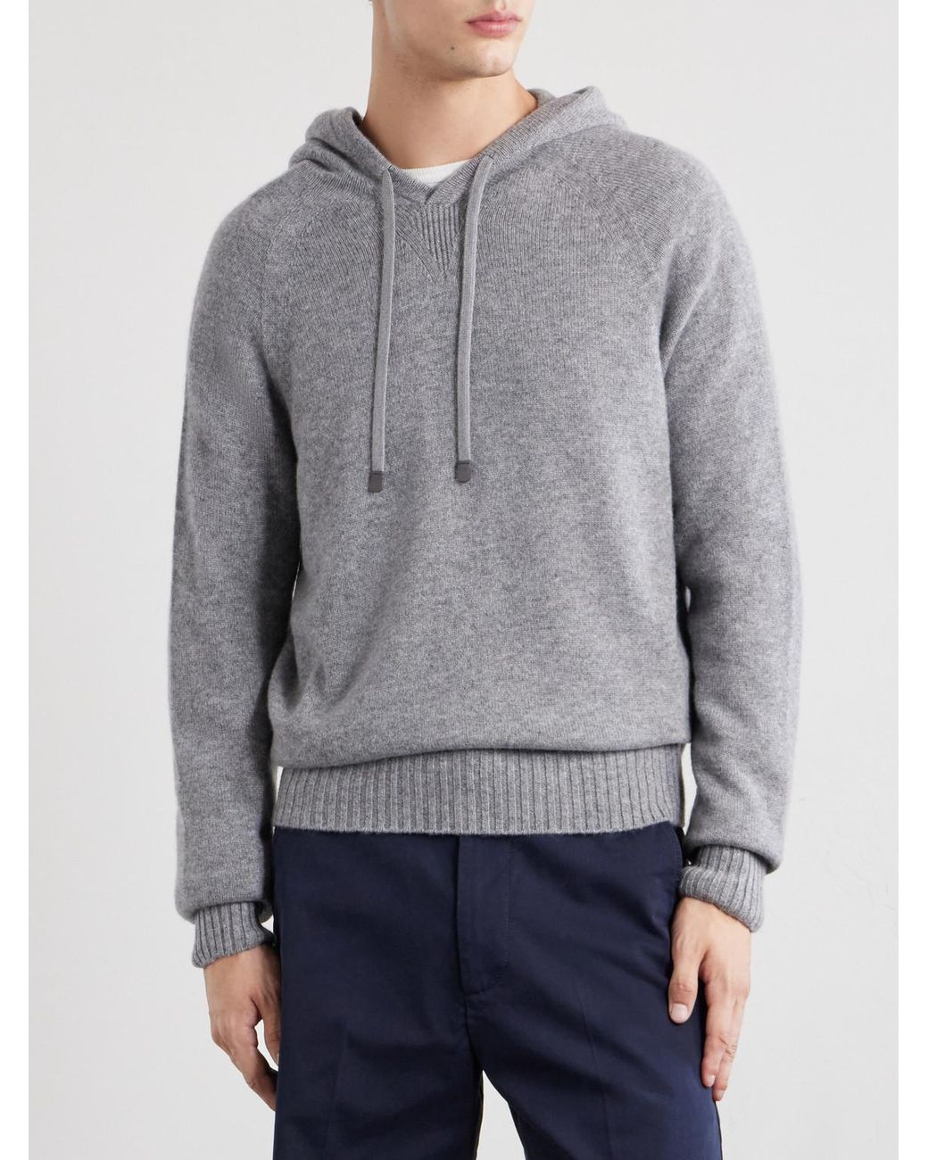 Tom Ford Gray Logo-embroidered Cashmere Hoodie for men