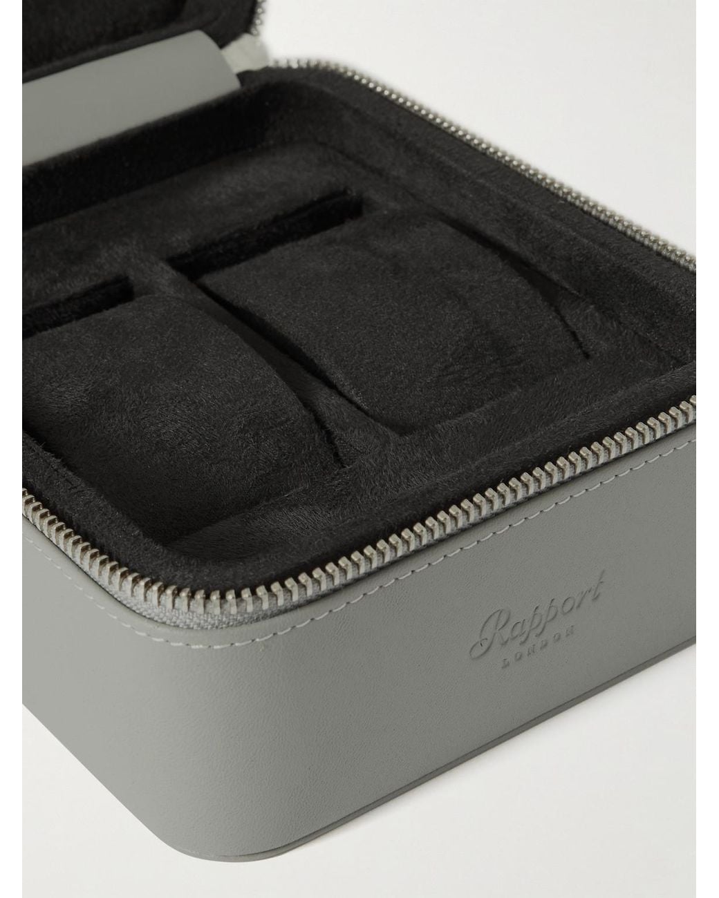 Rapport Black Hyde Park Zip-around Leather Watch Box for men