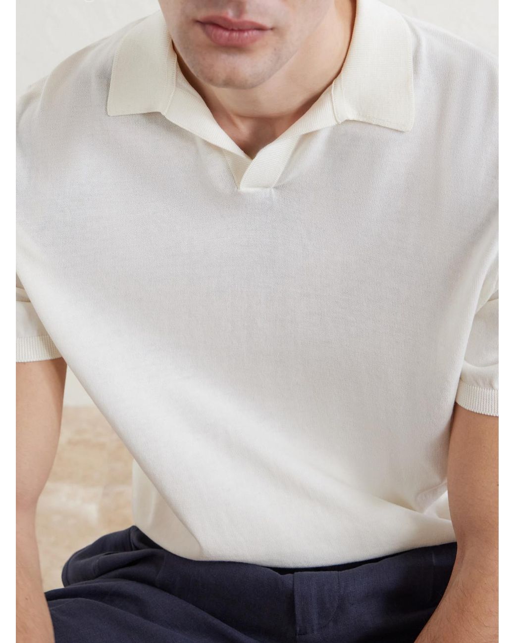 Rubinacci White Cotton Polo Shirt for men