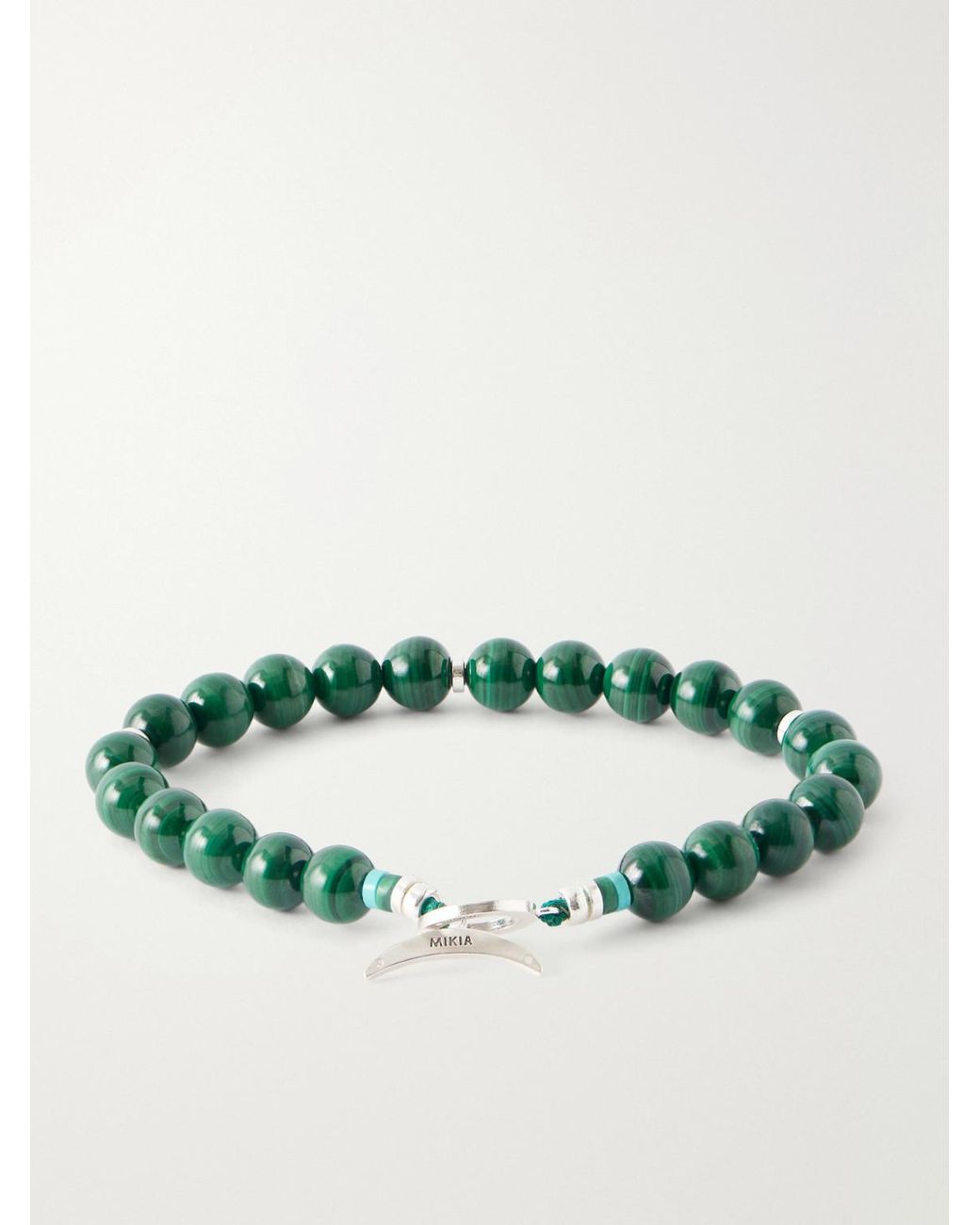 Mikia Green Circle8 Sterling And Malachite Beaded Bracelet for men