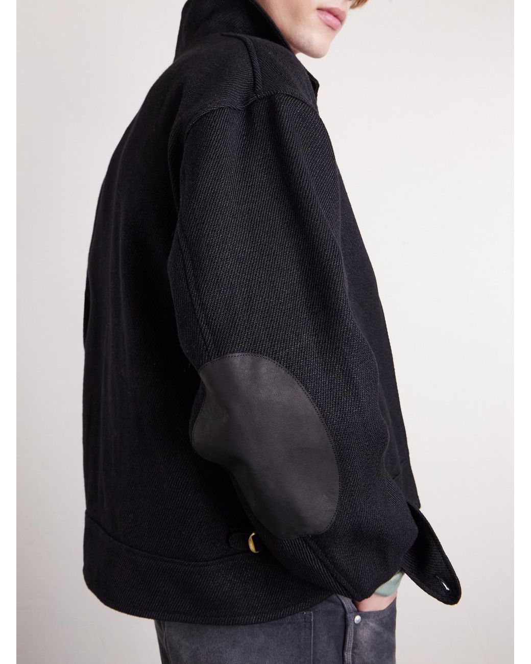 Visvim Blue Strato Leather-trimmed Linen And Wool-blend Twill Jacket for men