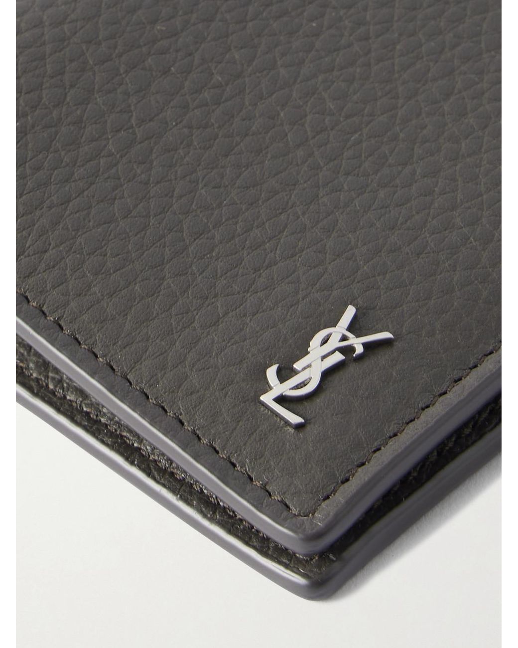Saint Laurent Black Logo-appliquéd Full-grain Leather Billfold Wallet for men