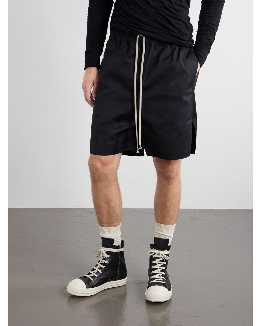 Rick Owens Black Ramones Full-grain Leather And Rubber Sneakers for men