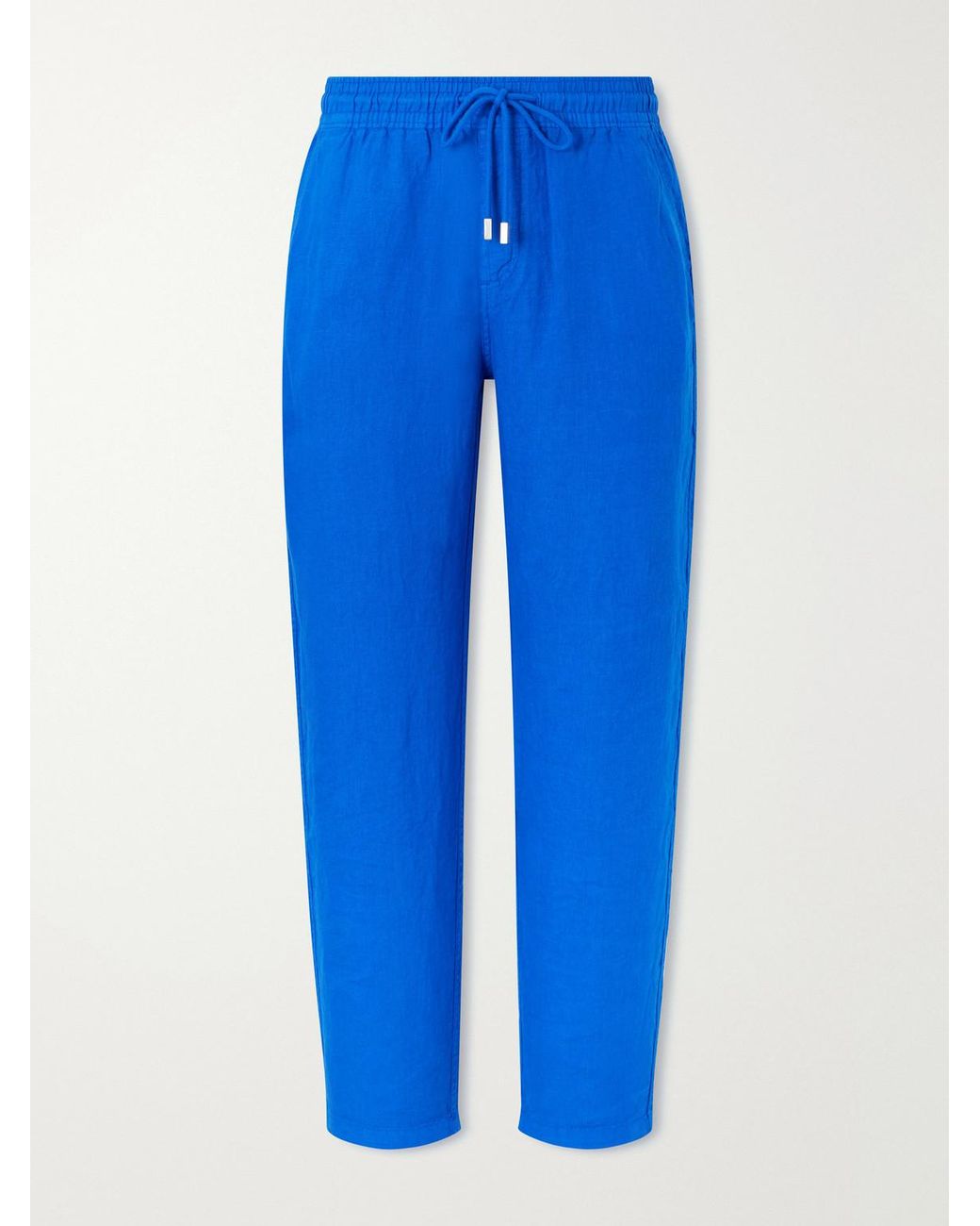 Vilebrequin Blue Pacha Straight-Leg Woven Linen Drawstring Trousers for men