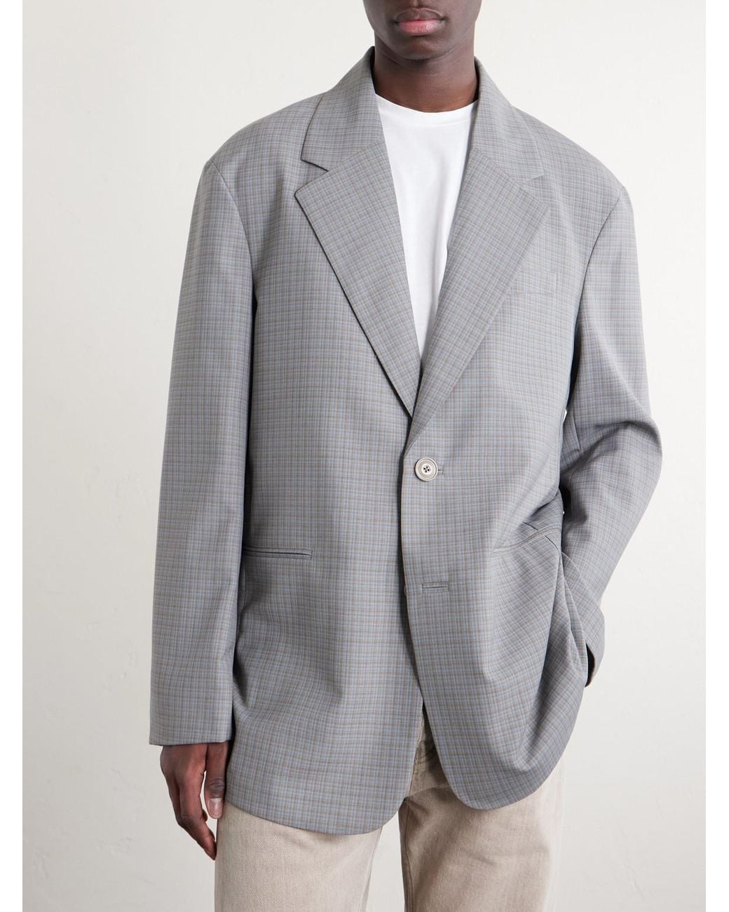 Our Legacy Gray Industry Checked Grain De Poudre Blazer for men