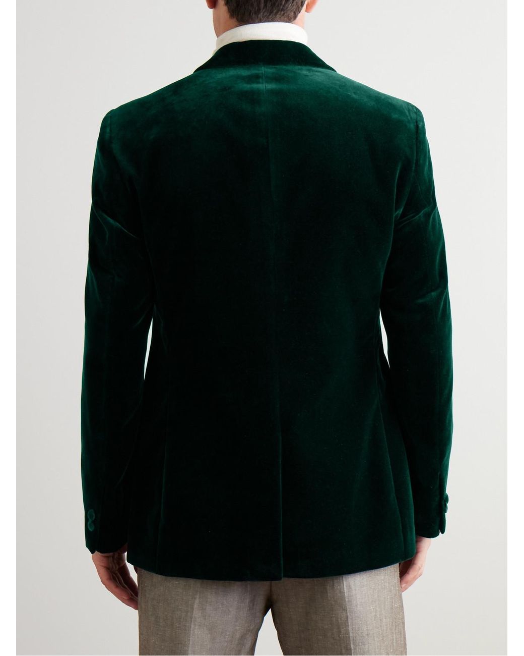 Mr P. Green Slim-Fit Shawl-Collar Cotton-Velvet Tuxedo Jacket for men
