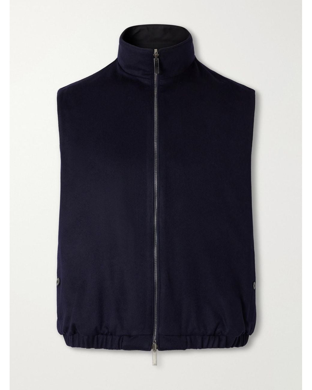 STÒFFA Blue Reversible Brushed-Cashmere Gilet for men