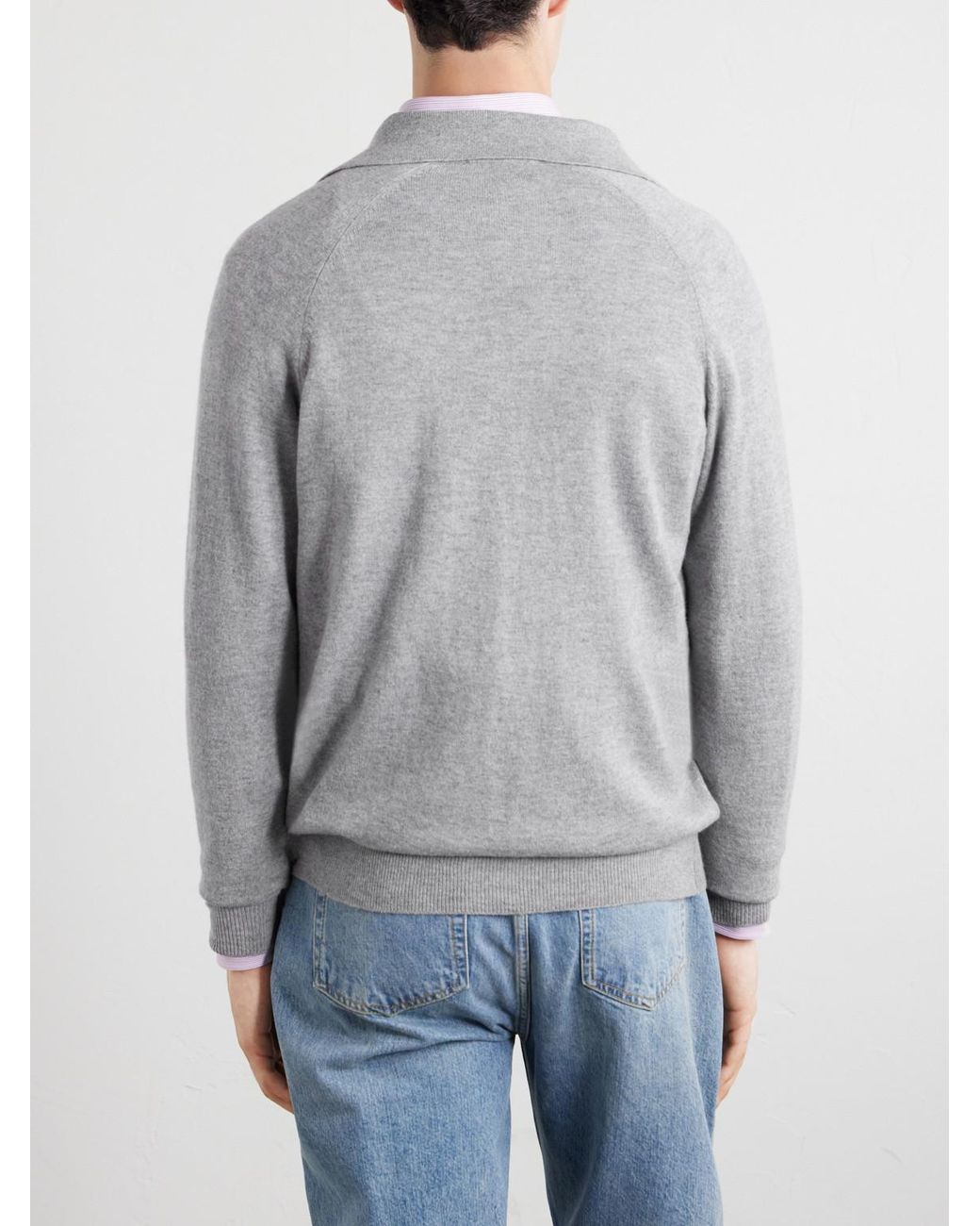 Lardini Gray Wool And Cashmere-Blend Polo Shirt for men