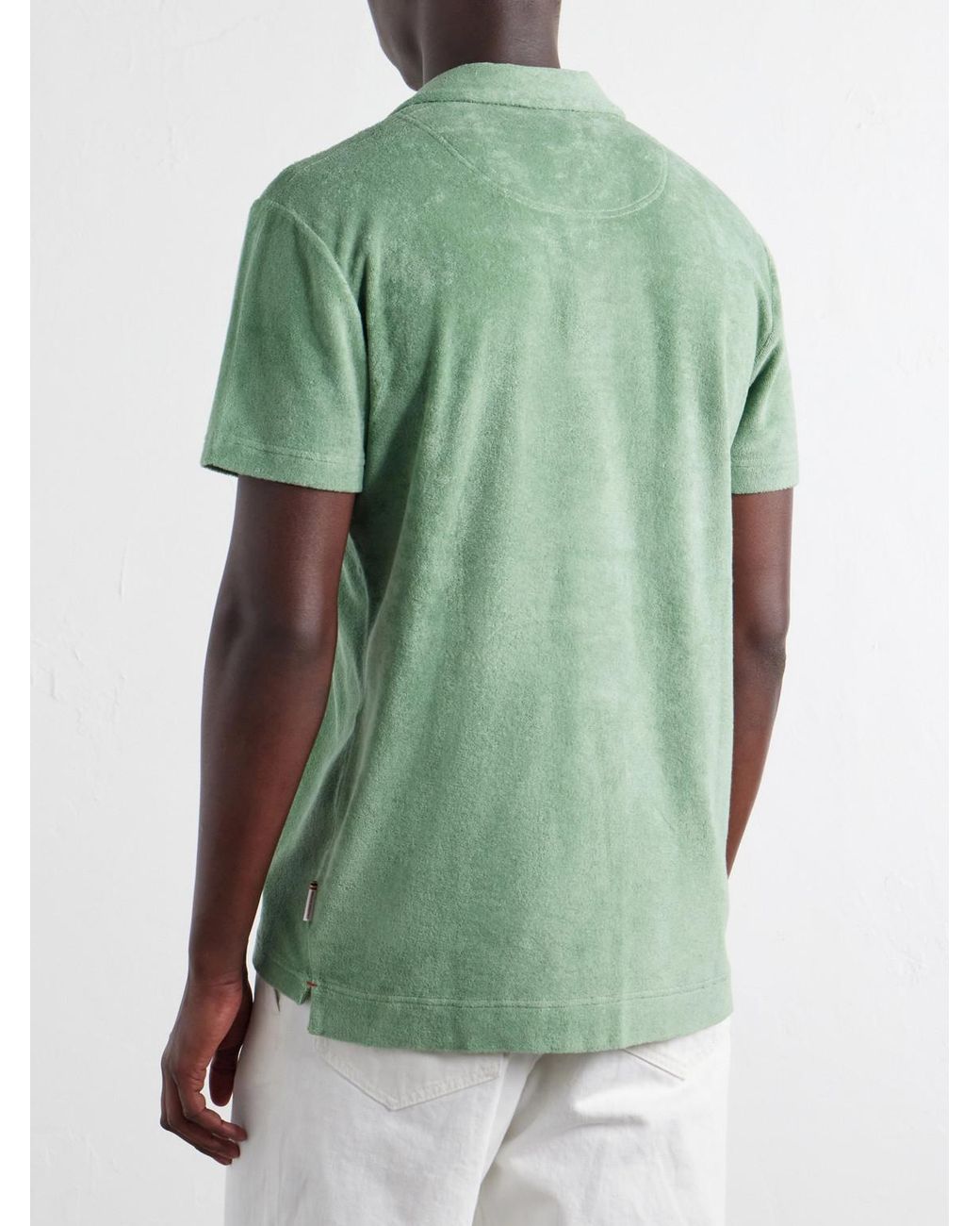 Orlebar Brown Green Terry Cotton-Terry Polo Shirt for men