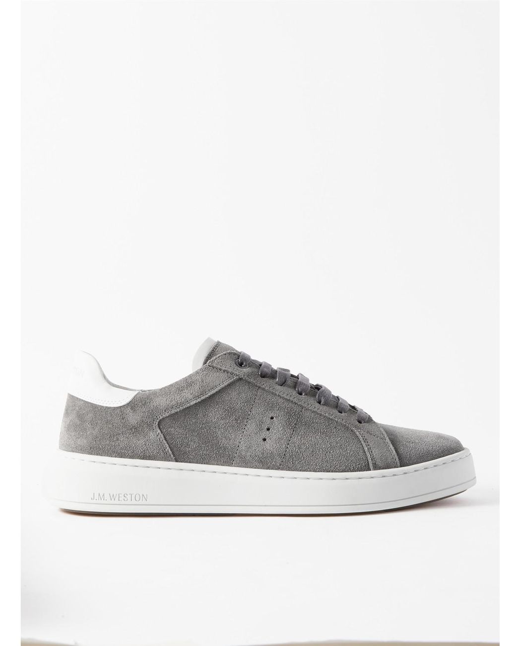 J.M. Weston Leather-trimmed Suede Sneakers in Gray for Men | Lyst