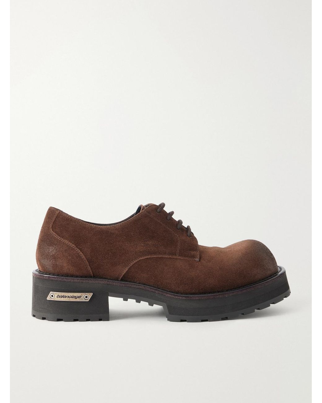 Balenciaga Brown Venom Waxed-suede Oxford Shoes for men