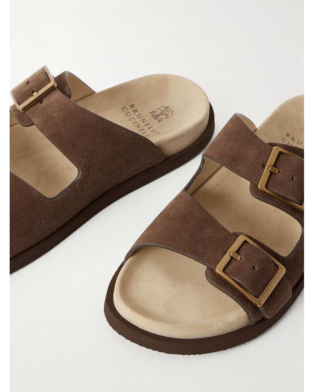Brunello Cucinelli Brown Suede Sandals for men