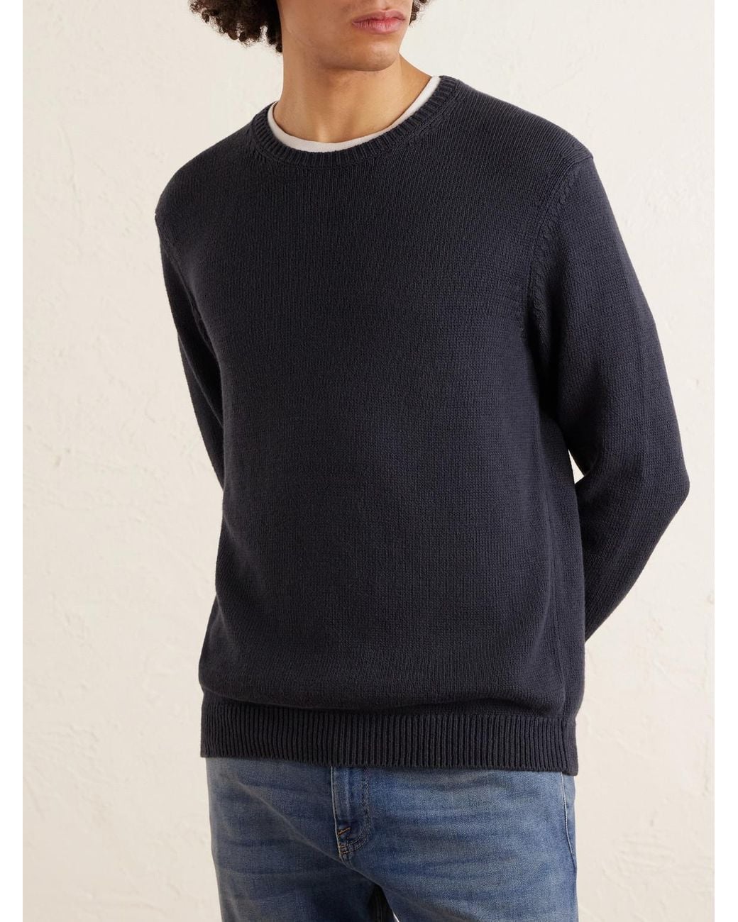 Eleventy Blue Cotton And Silk-Blend Sweater for men