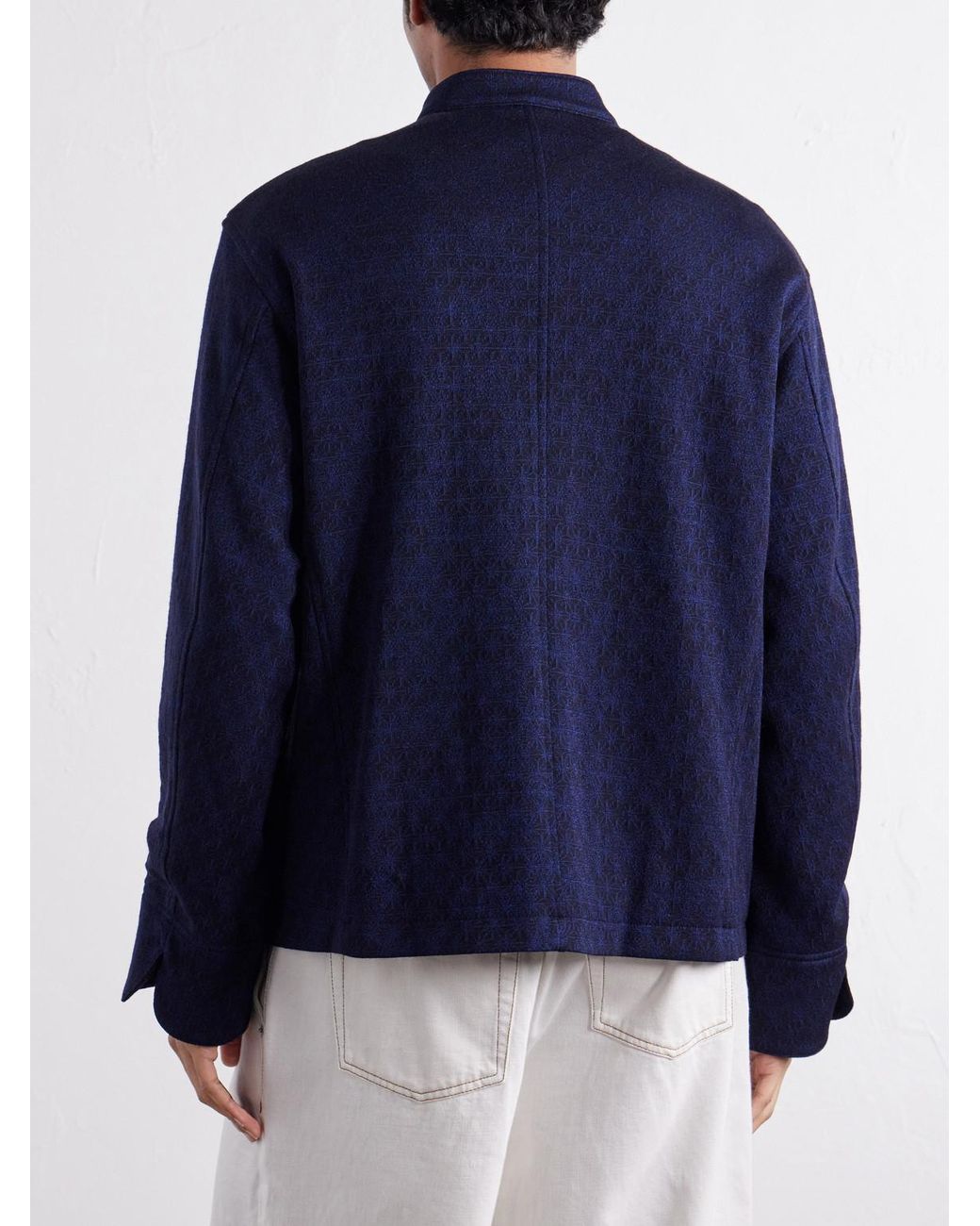 Blue Blue Japan Blue Jacquard-Knit Wool-Blend Bomber Jacket for men