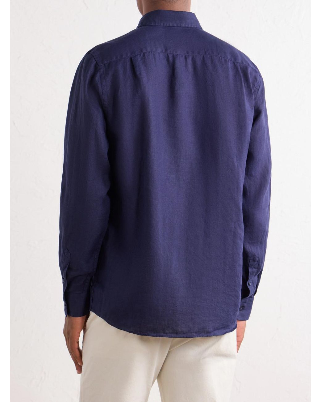 Vilebrequin Blue Linen Woven Shirt for men