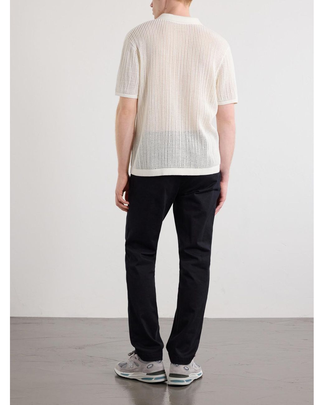 Aimé Leon Dore White Open-Collar Open-Knit Cotton Polo Shirt for men