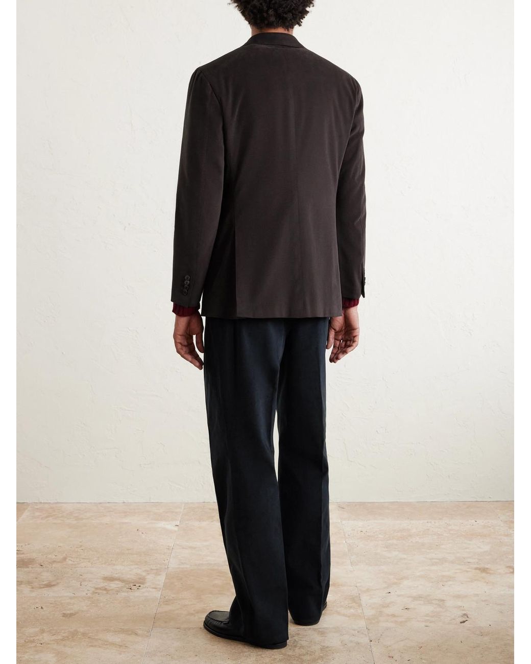 Saman Amel Black Cotton-blend Twill Suit Jacket for men