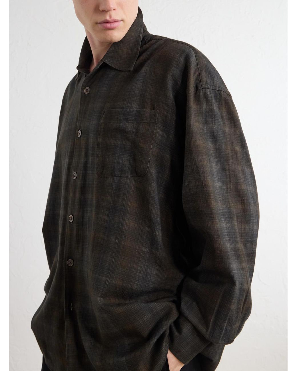 Our Legacy Black Borrowed Checked Cotton-Flannel Shirt for men