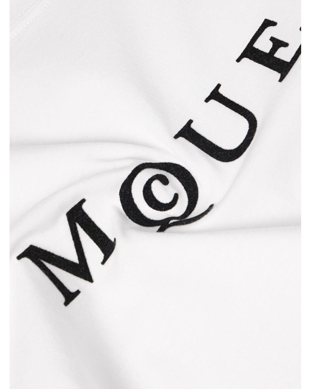 McQueen White Logo-flocked Cotton-jersey T-shirt for men