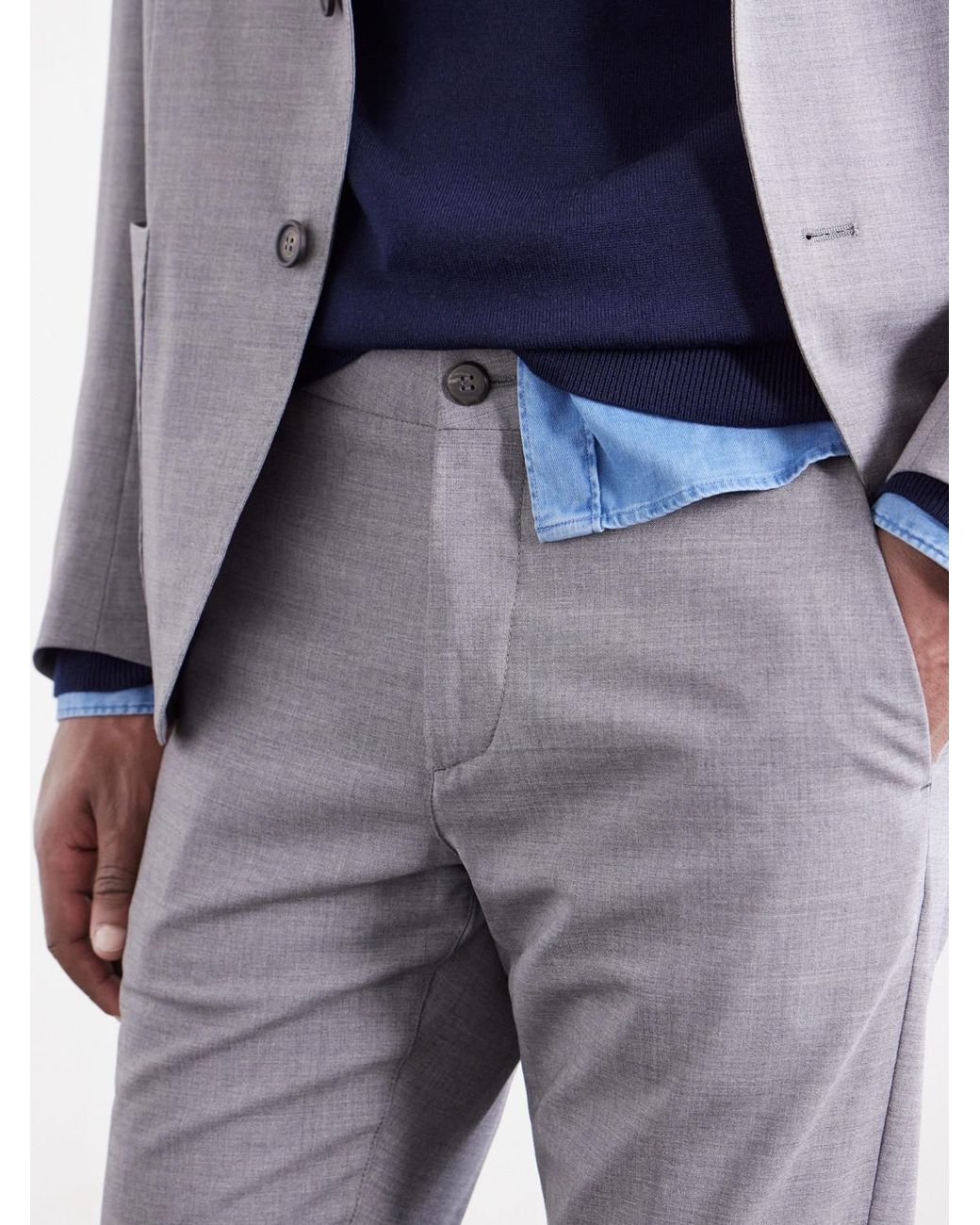 Eleventy Gray Slim-fit Tapered Stretch-wool Flannel Trousers for men