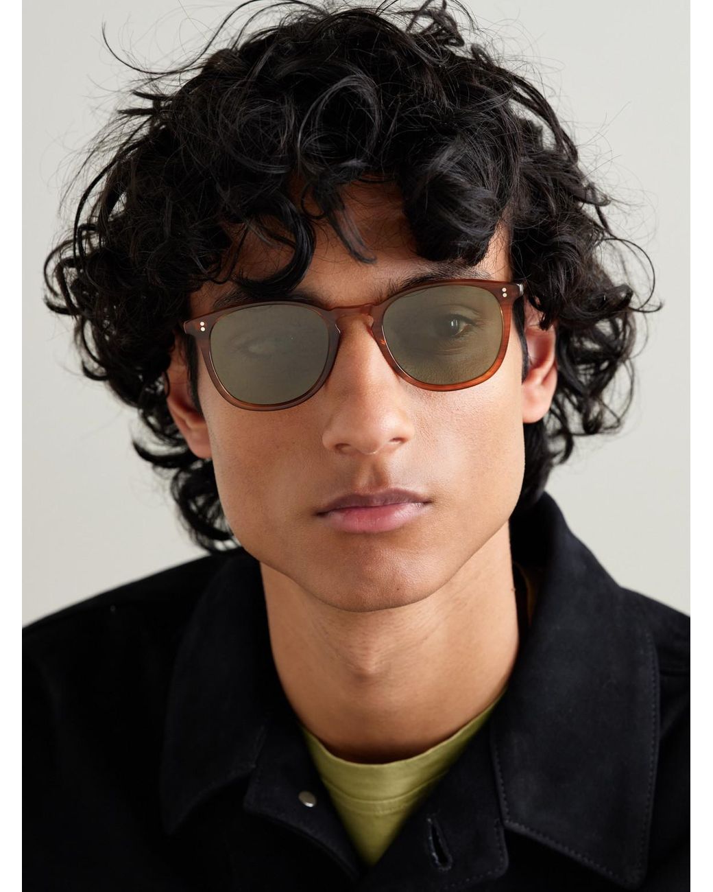 Garrett Leight Brown Kinney Round-Frame Acetate Sunglasses for men