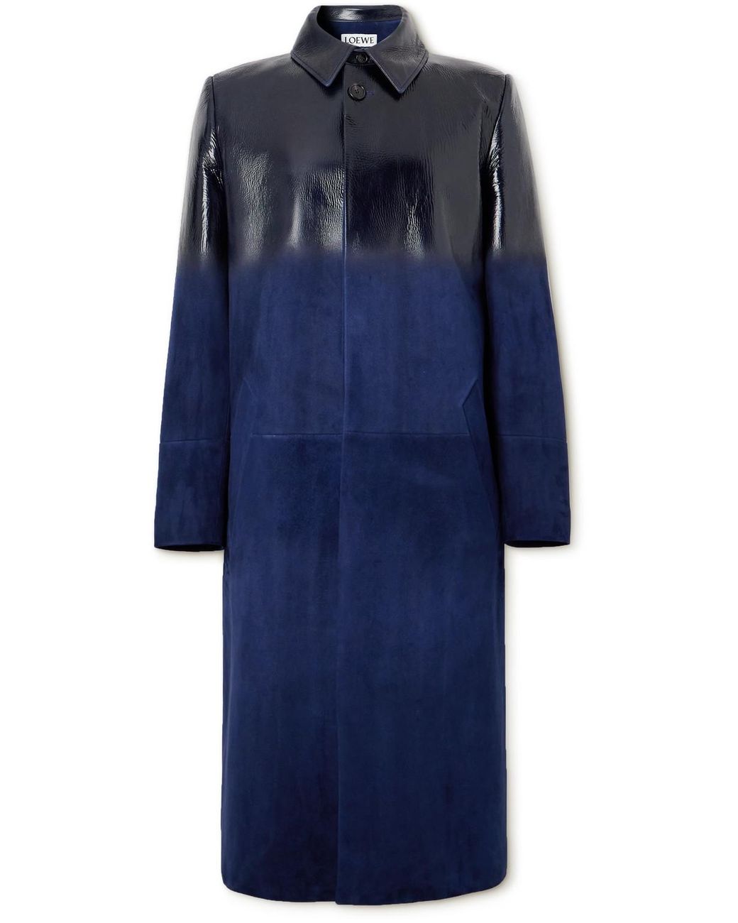 Loewe Textured-Leather And Suede Coat in Blue for Men | Lyst