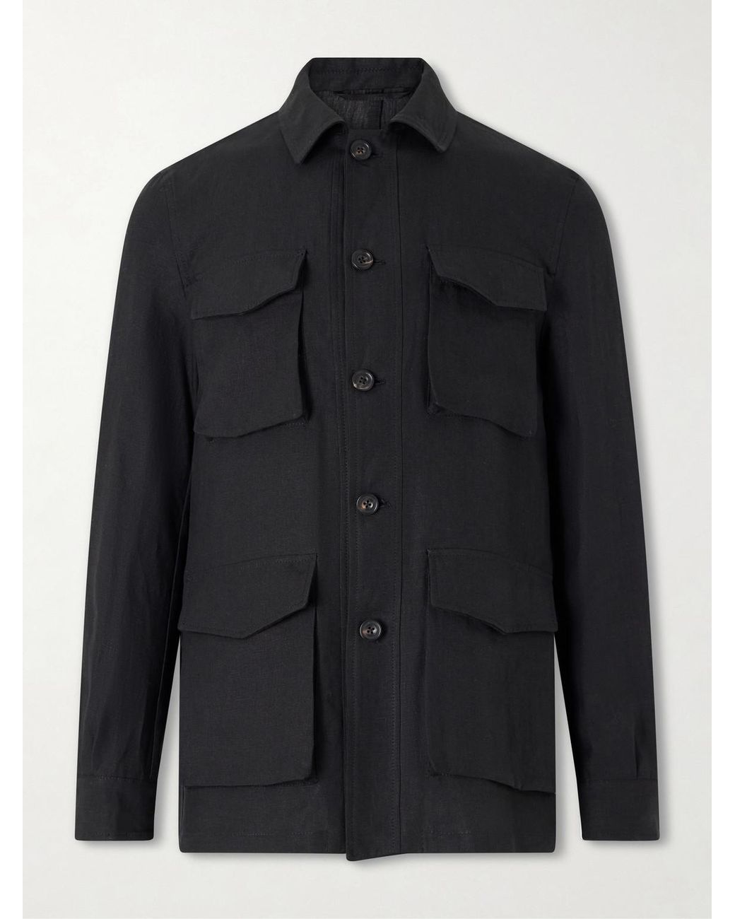 J. Mueser Black Safari Linen Jacket for men