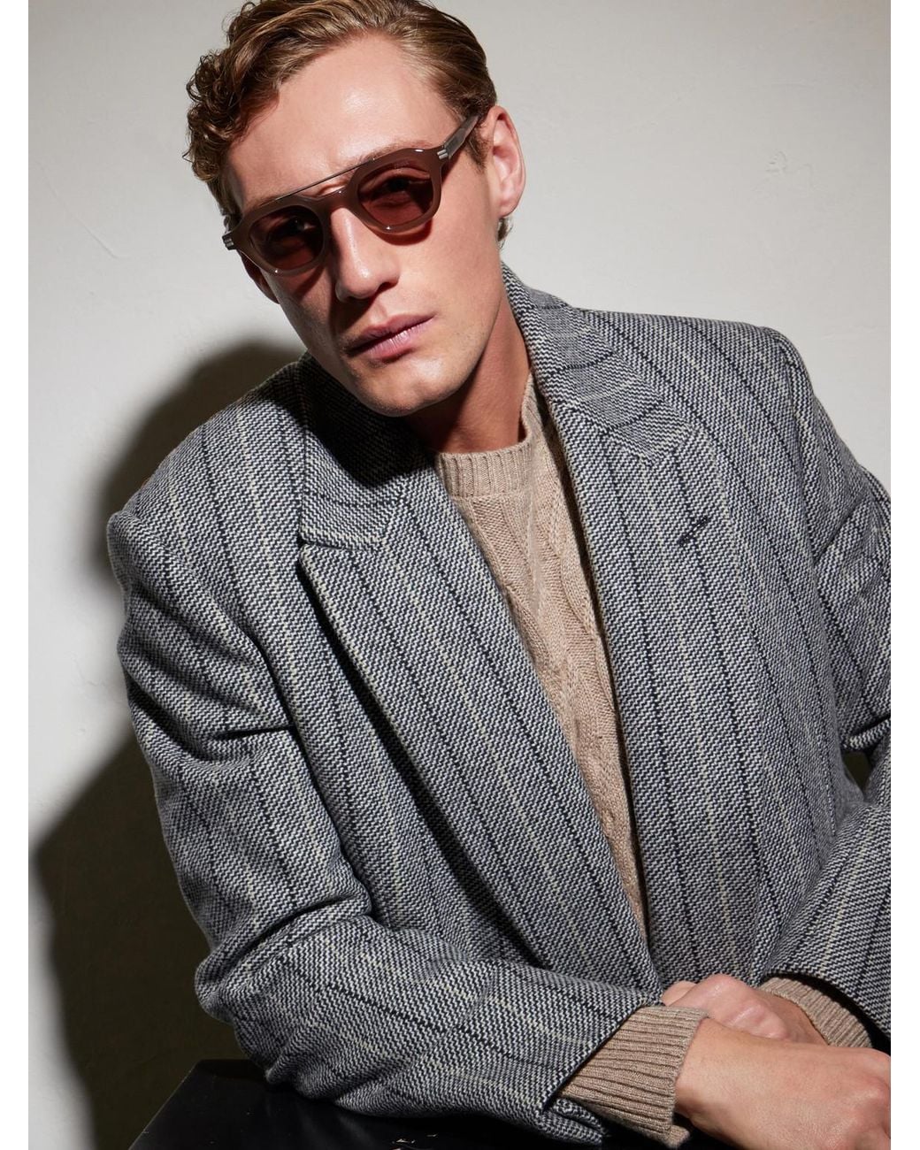 Zegna Pink Aviator-Style Acetate Sunglasses for men