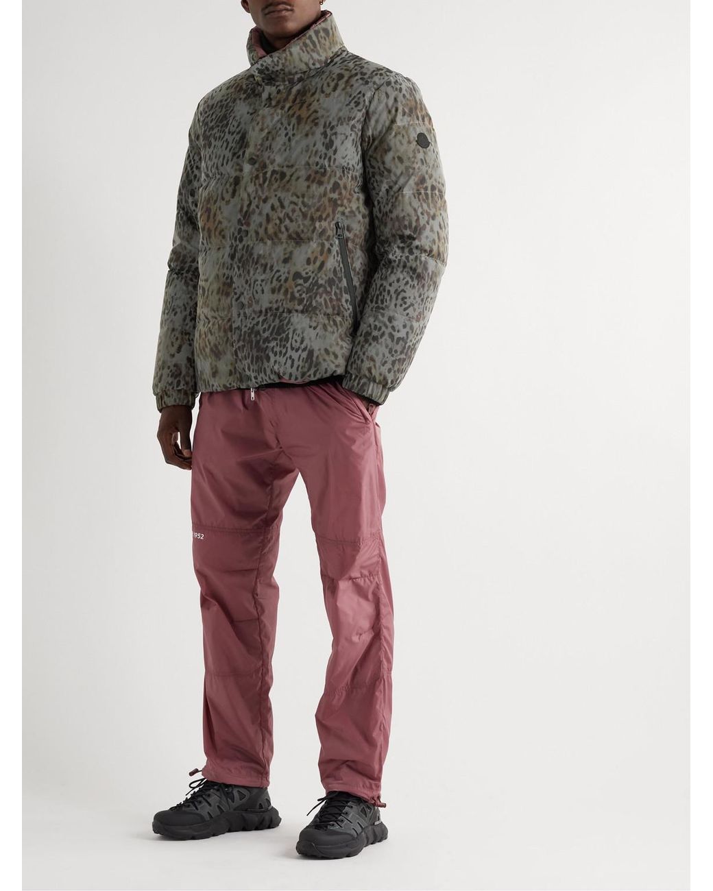 Moncler Genius Gray Moncler 1952 Reflective Reversible Cheetah-Print Shell Down Jacket for men