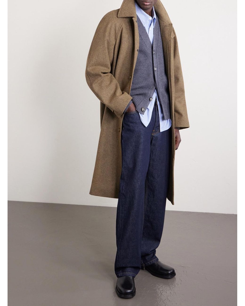 AMI Blue Logo-Intarsia Merino Wool Cardigan for men