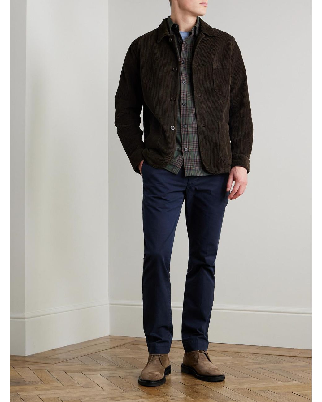 Portuguese Flannel Brown Labura Cotton-Corduroy Overshirt for men