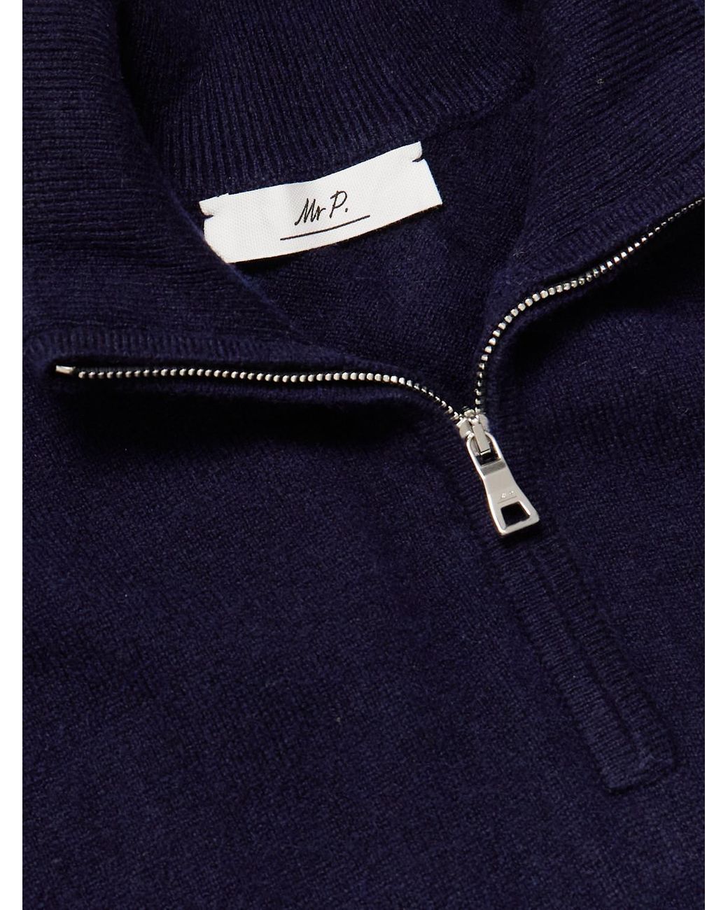 Mr P. Blue James Cashmere Half-Zip Sweater for men