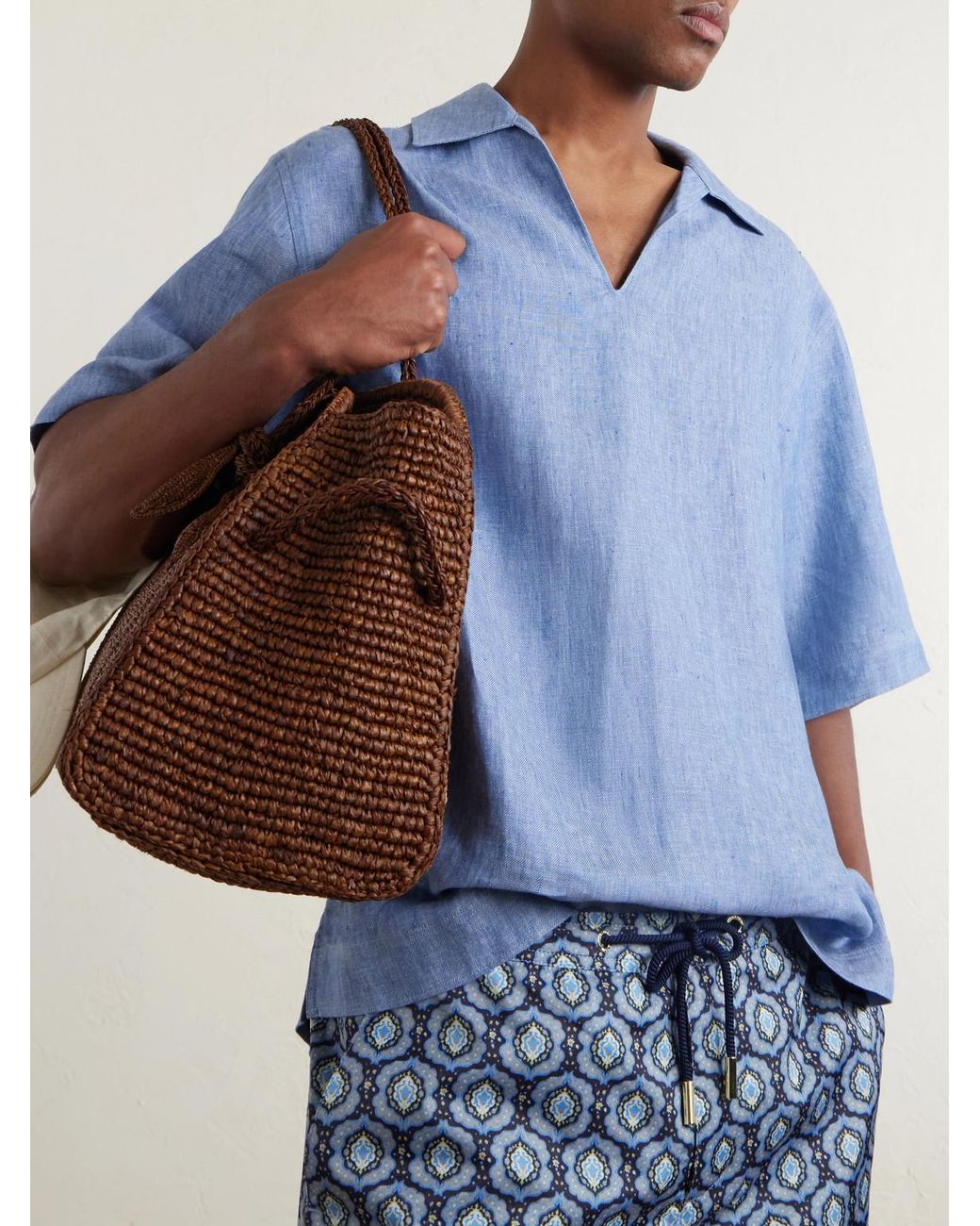 Orlebar Brown Blue Vincent Linen Polo Shirt for men