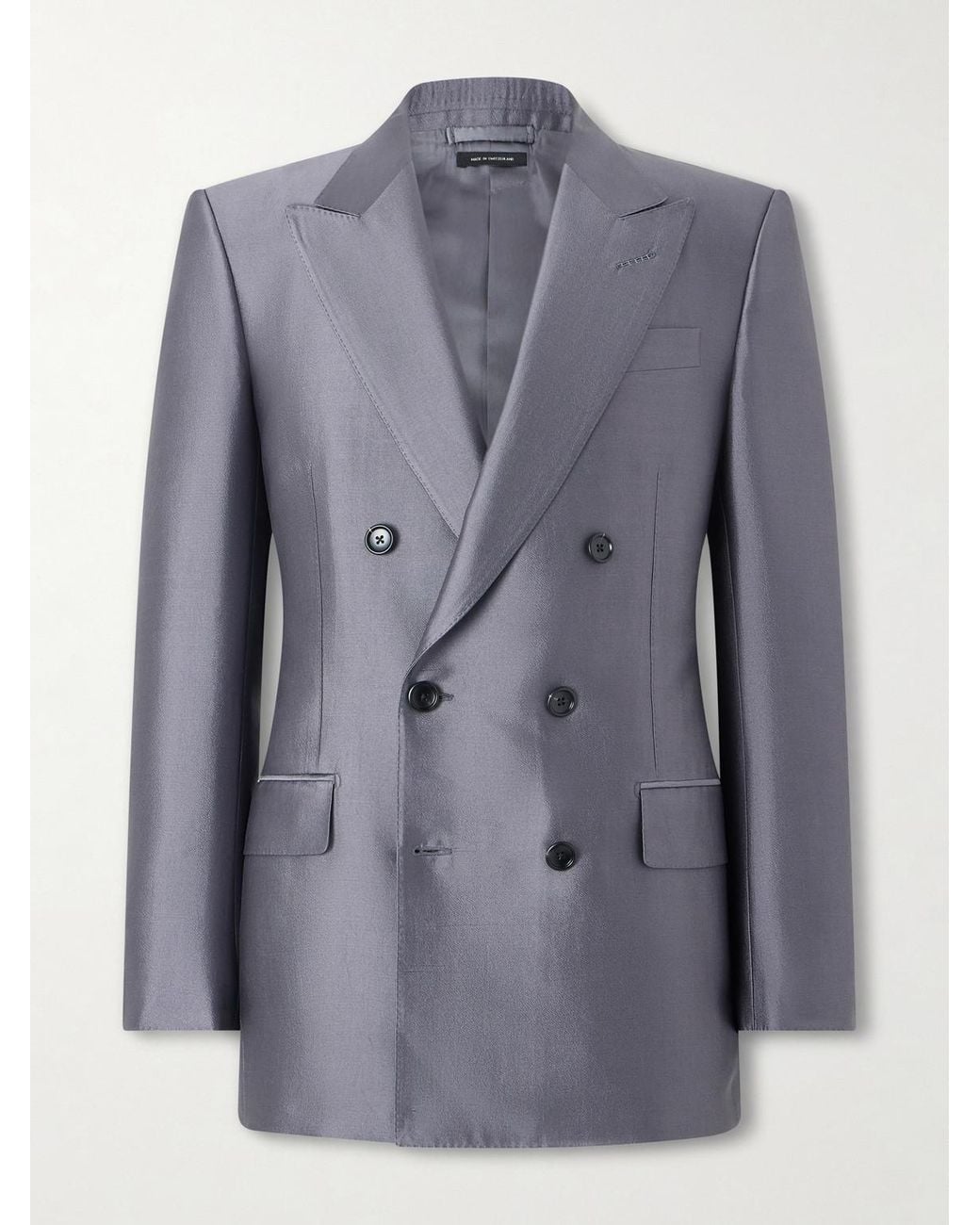 Tom Ford Blue Double-breasted Silk Blazer for men