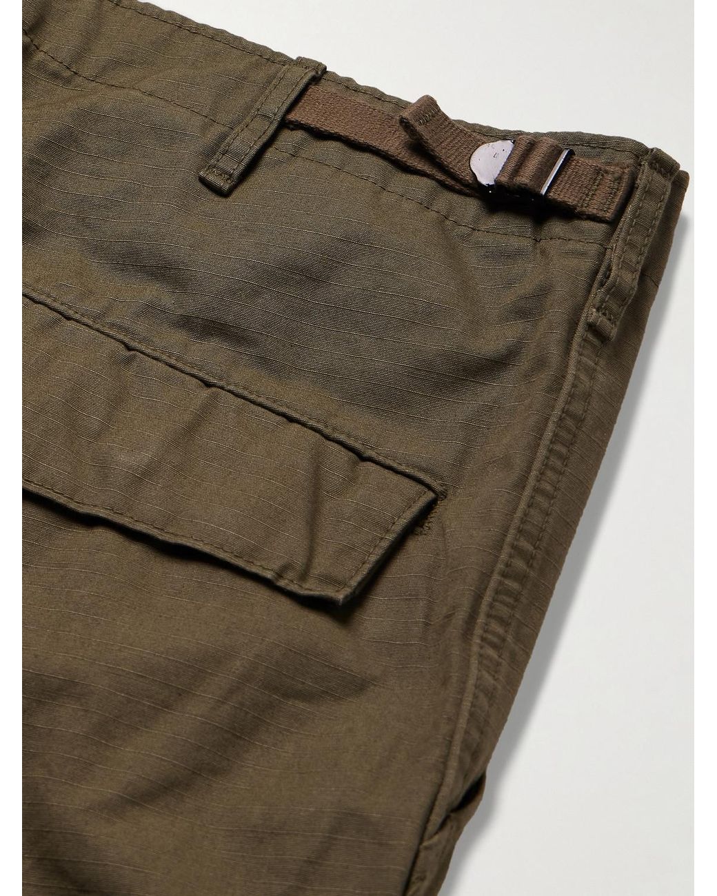 Orslow Green Cotton-Ripstop Cargo Trousers for men