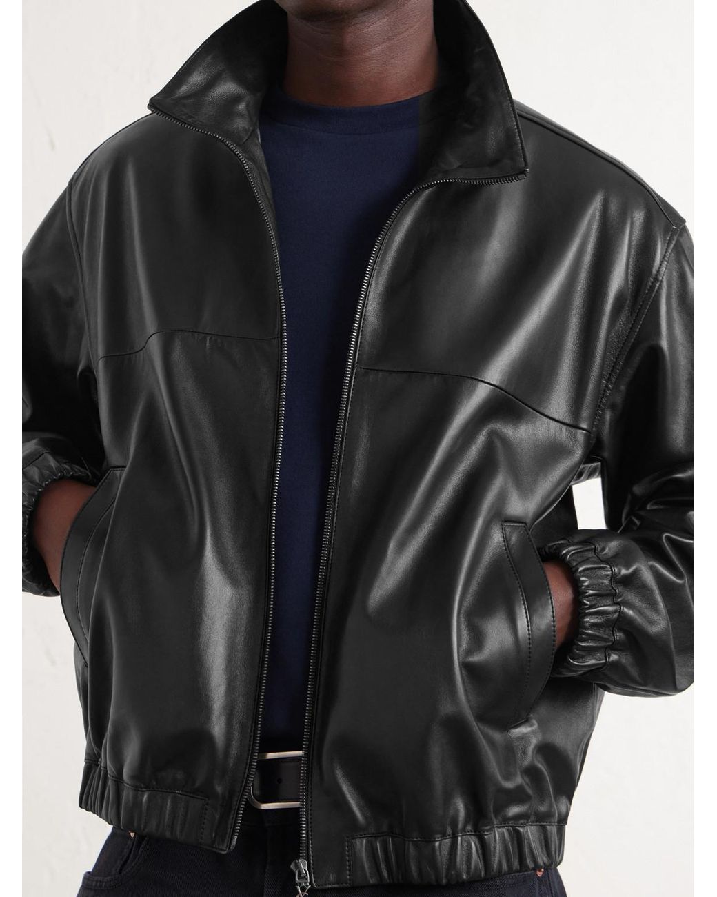 Saint Laurent Black Leather Blouson Jacket for men