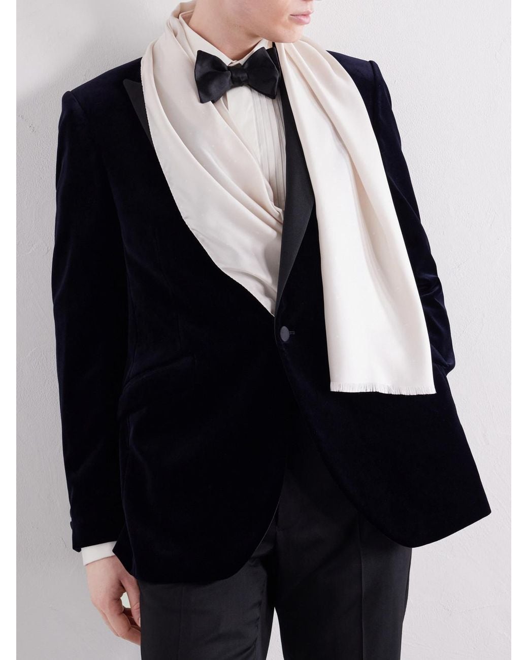 Favourbrook Natural Polka-Dot Silk-Twill Scarf for men