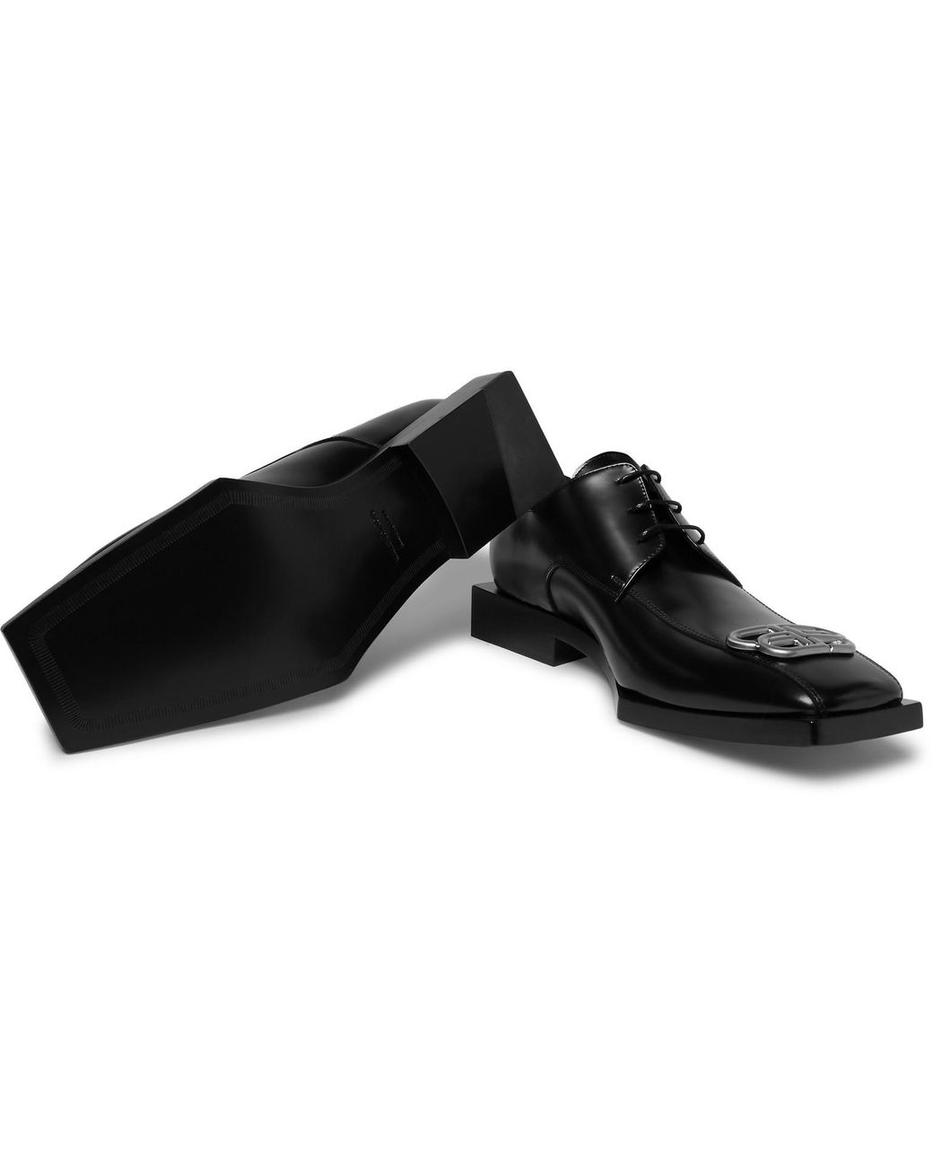 Balenciaga Bloc Rim Logo-embellished Leather Derby Shoes in Black for Men |  Lyst Canada