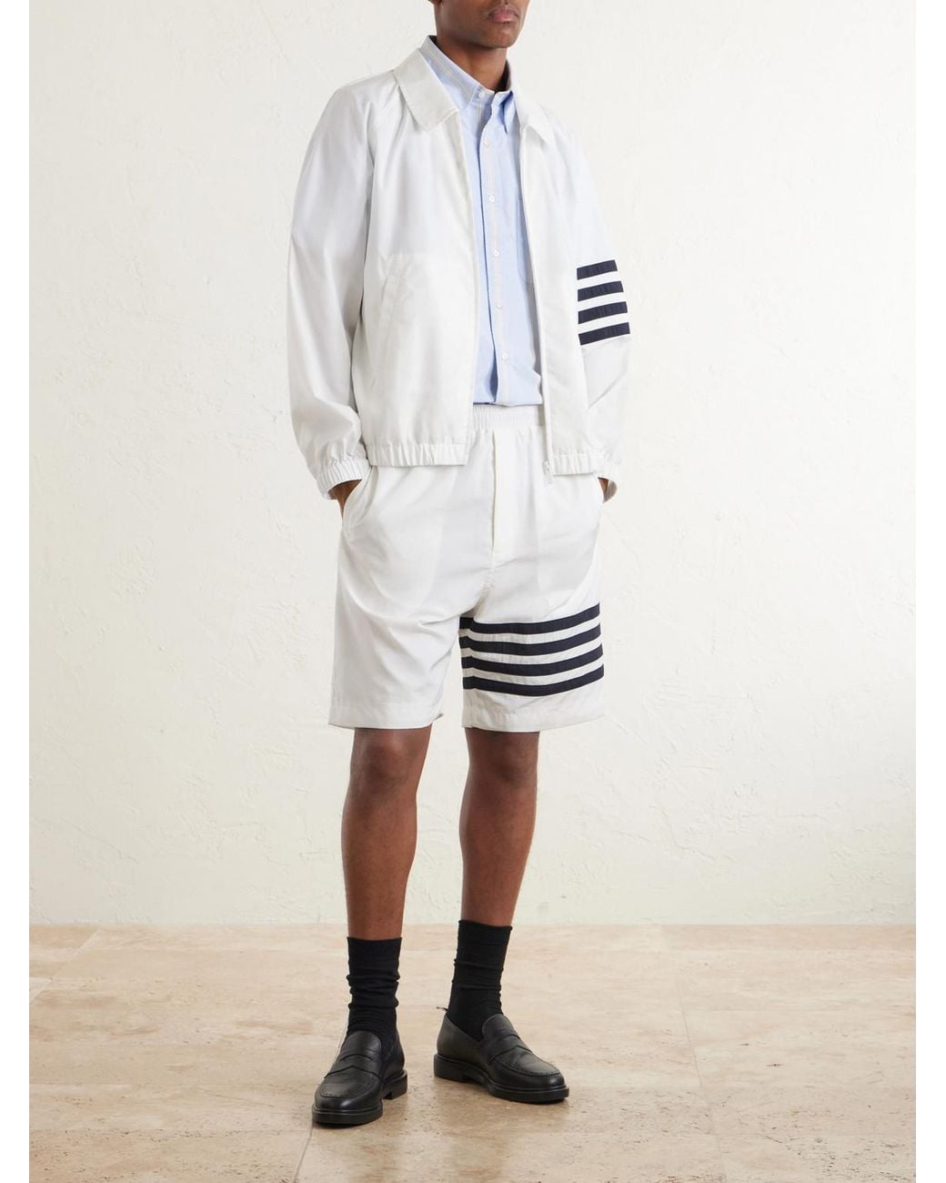 Thom Browne White Striped Ripstop Track Jacket for men