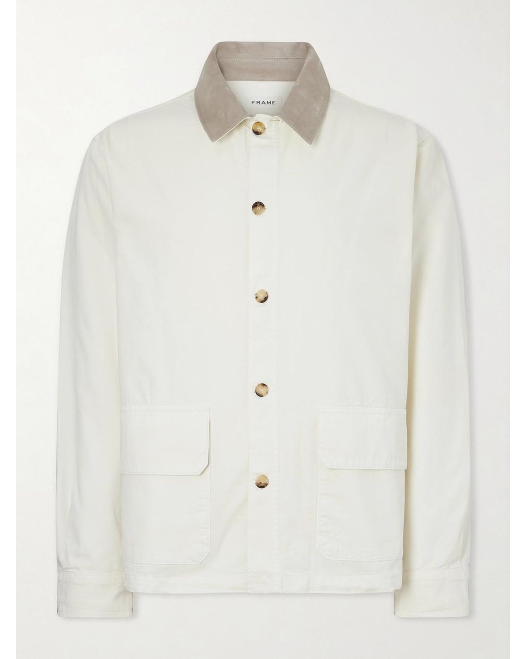 FRAME White Suede-Trimmed Cotton-Blend Jacket for men