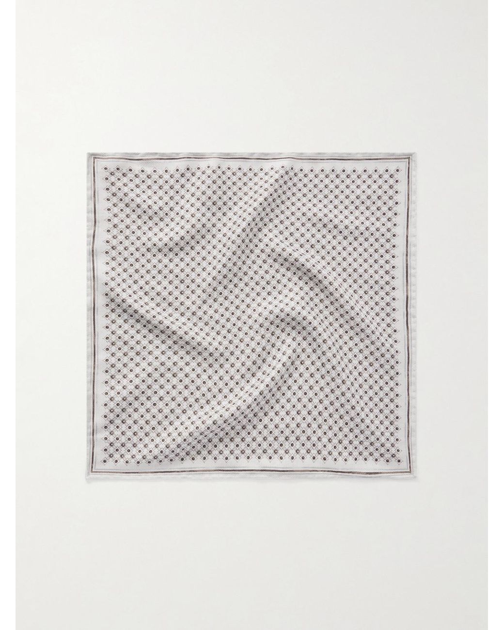 Brunello Cucinelli Gray Printed Silk Pocket Square for men