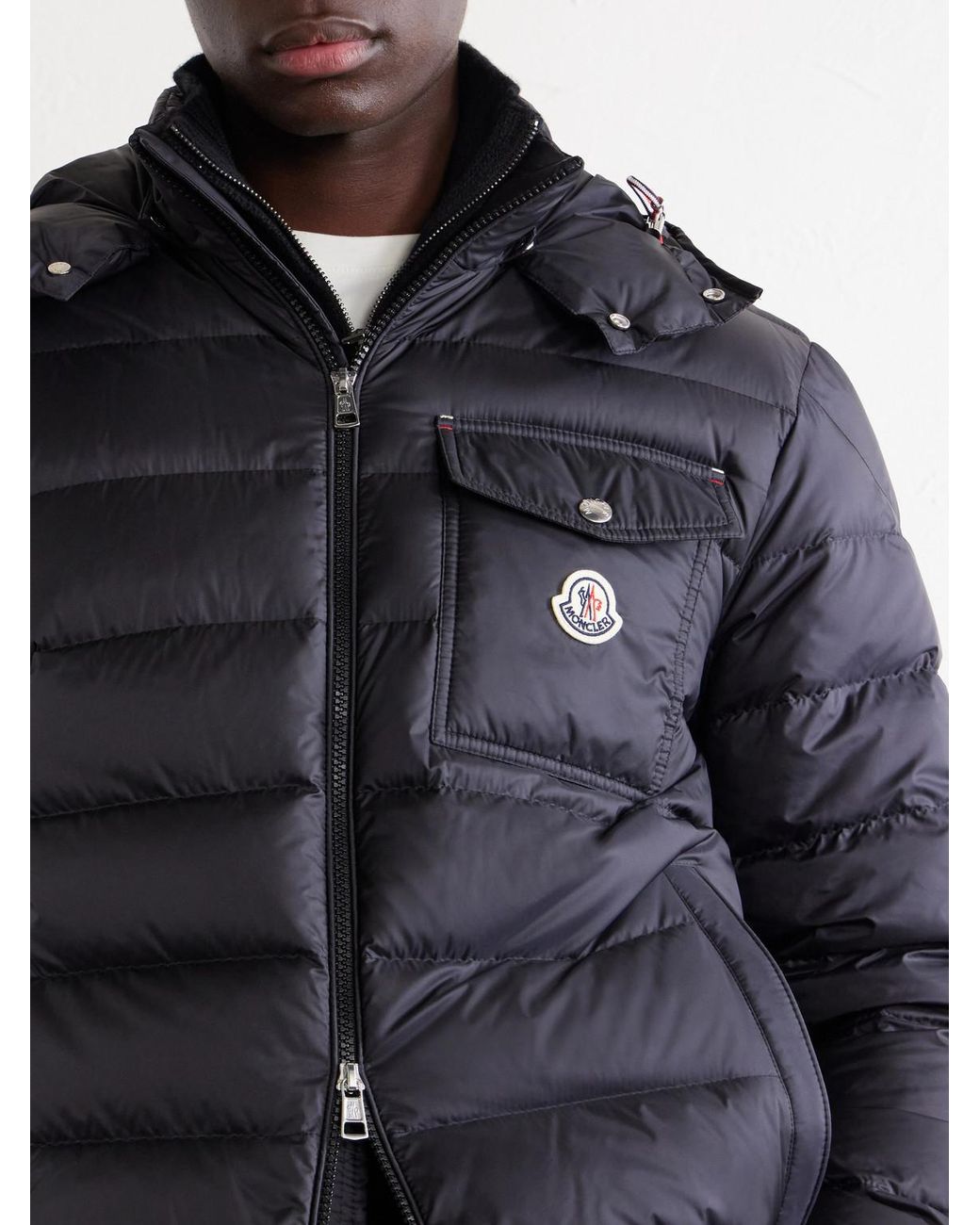 Moncler Black Verith Logo-Appliquéd Quilted Shell Hooded Down Jacket for men