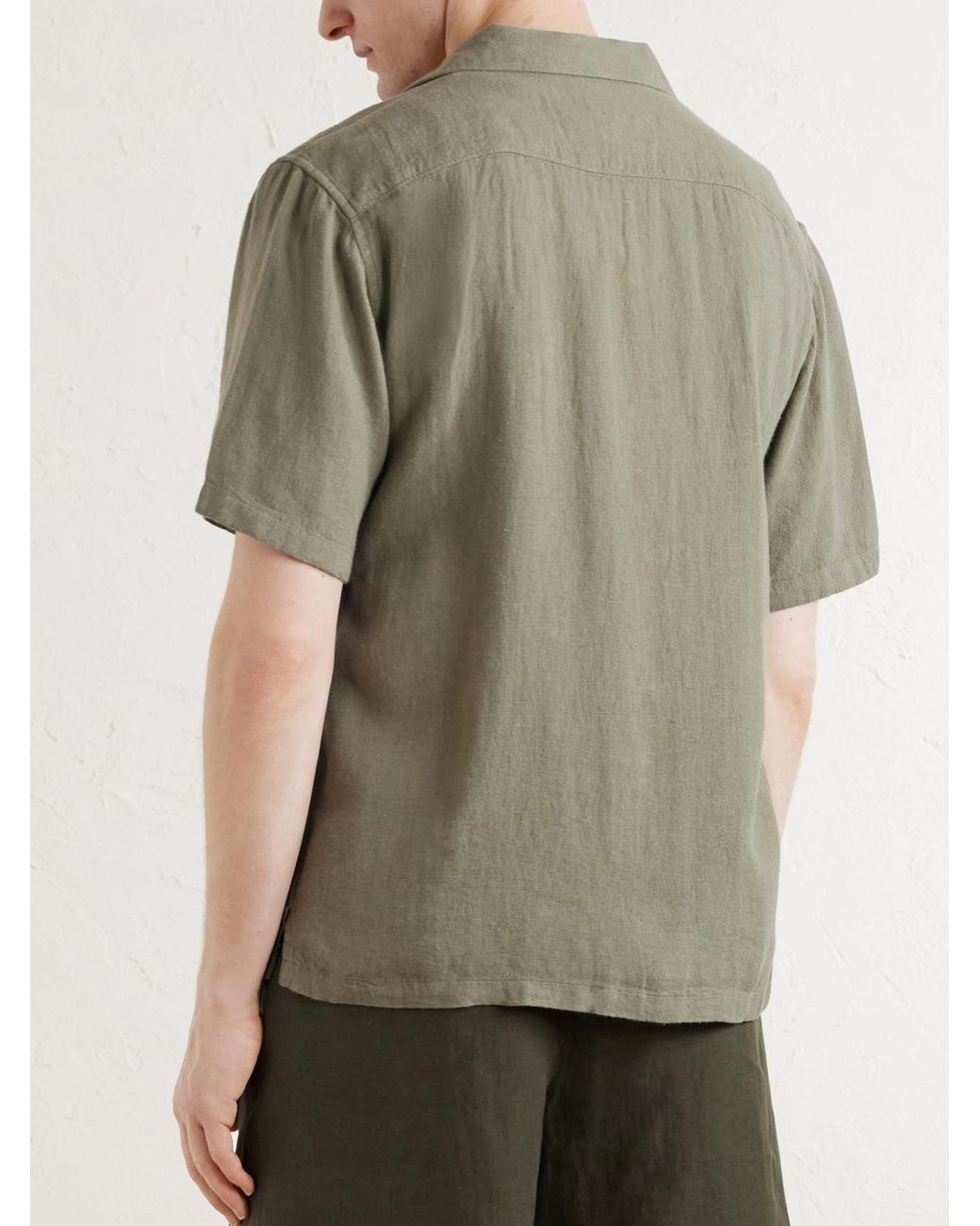 Aimé Leon Dore Gray Embroidered Linen-Blend Shirt for men